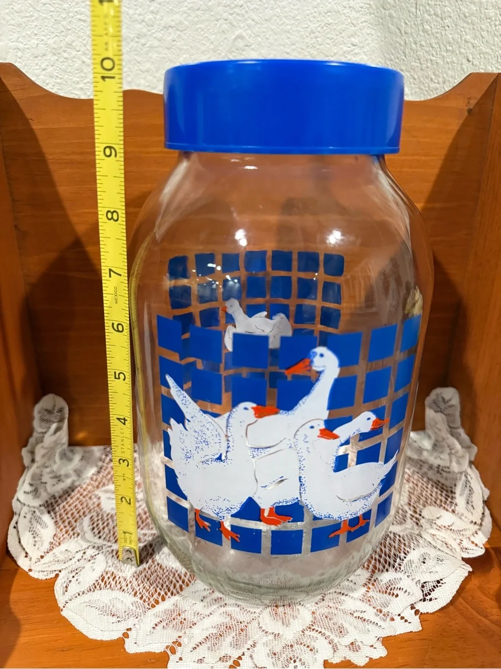 Blue-Lid Goose Glass Storage Jar - Home Kitchen Food Storage